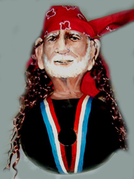 willie nelson, gourd painting