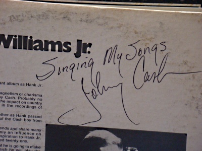 Hank Williams Jr, Johnny Cash, Signature, autograph, record allbum, collectible, how much is this worth?