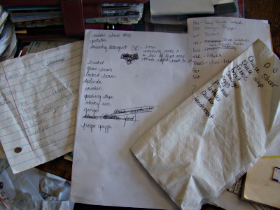 grocery list, lists from my purse