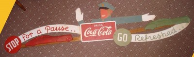 coke, policeman, sign, vintage coca cola