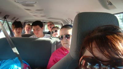 Traveling with children, mission trip, review mirror shot